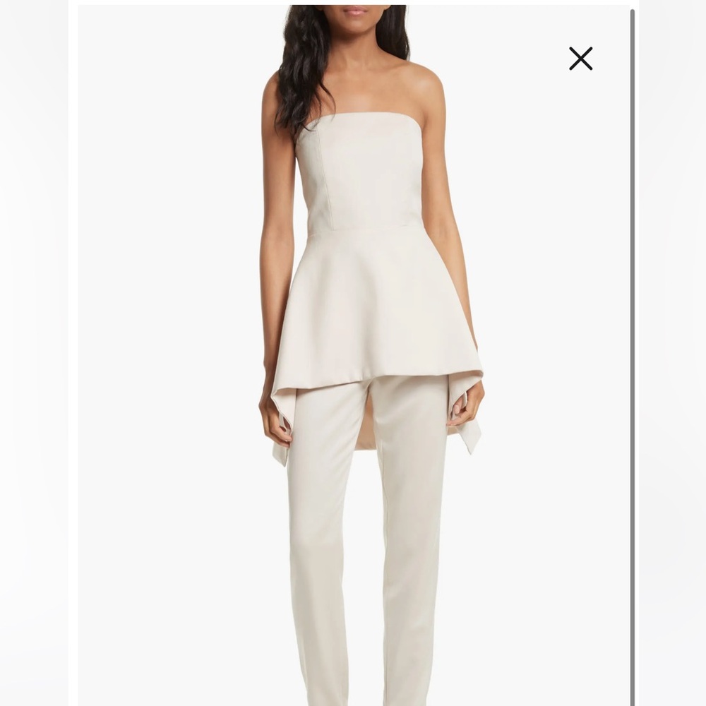 Alice + Olivia Duncan Strapless Peplum Top Off White Nude SZ 0 NWT bridal